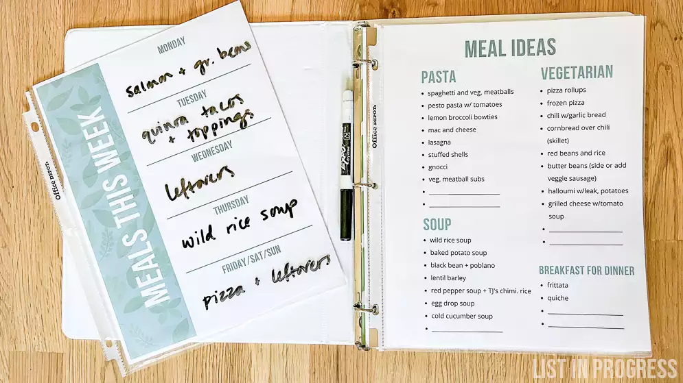 Free Printable Meal Planning Binder