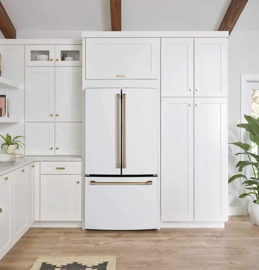 White Fridge Matching Cabinets 983x1024 