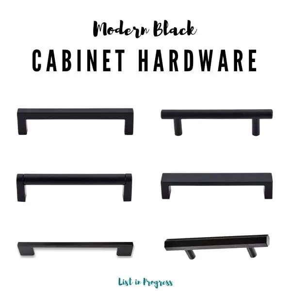 6 Modern Black Cabinet Pulls