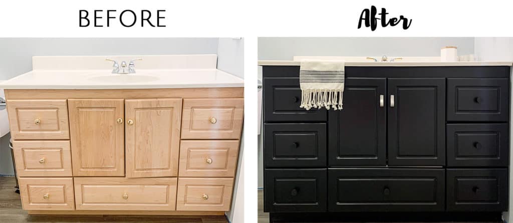 before and after painting bathroom vanity