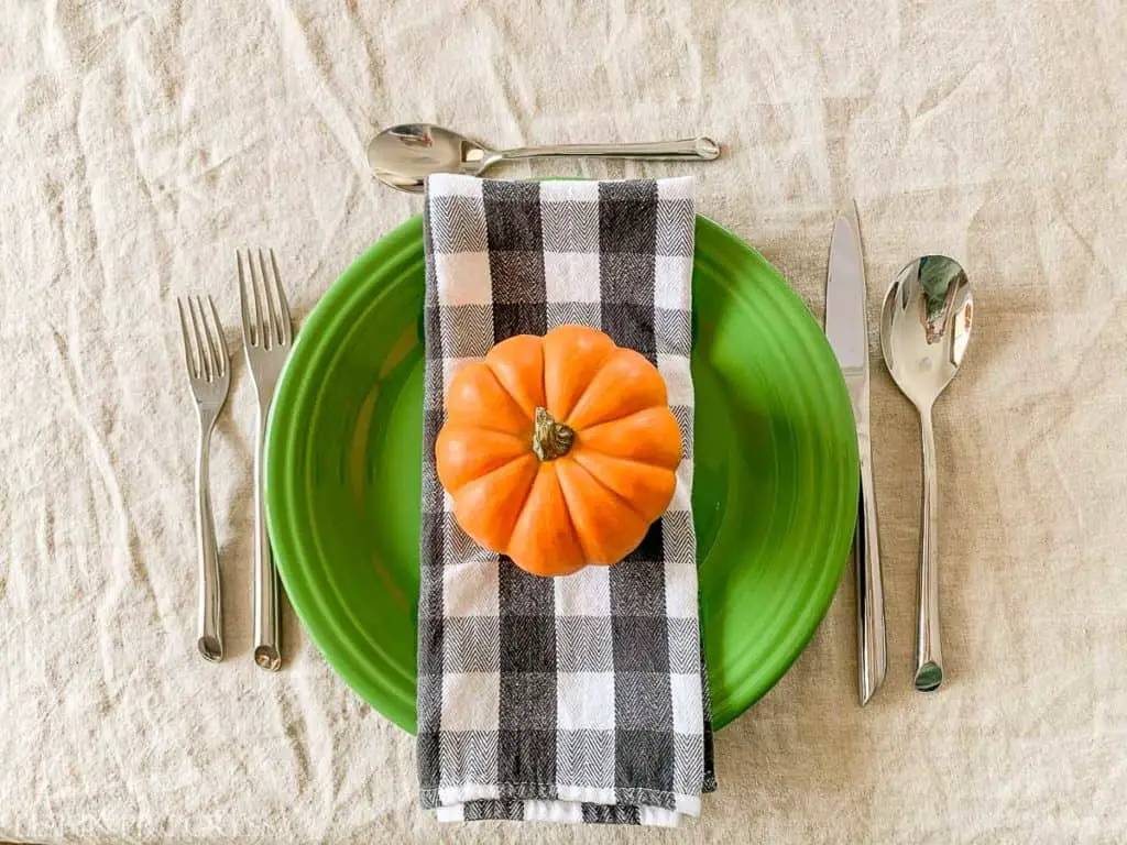 simple table setting with pumpkin