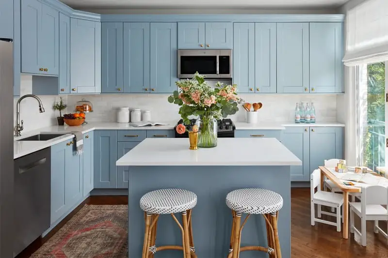 2021 kitchen trends blue cabinets