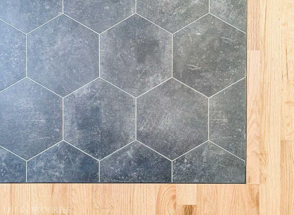 vinyl floor tile installed at entry