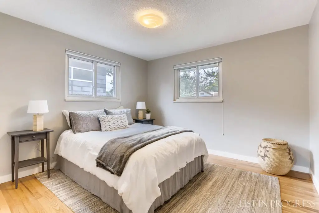 bedroom in staged home