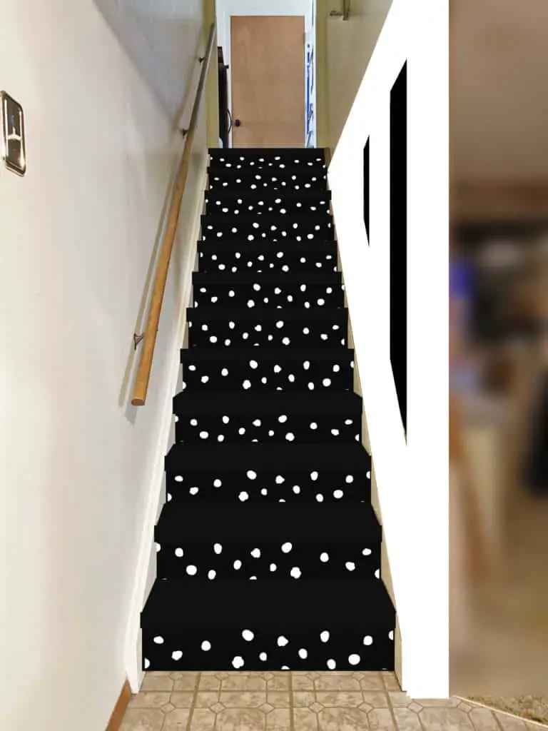 staircase design black and white dots