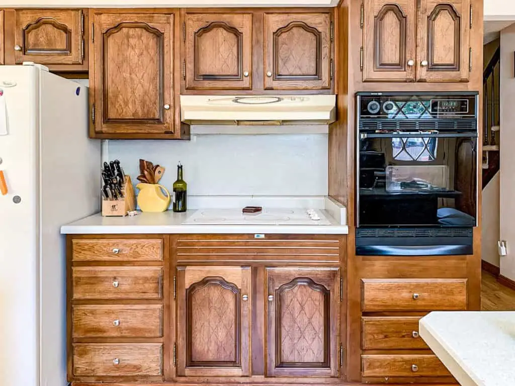clean wood cabinets in kitchen