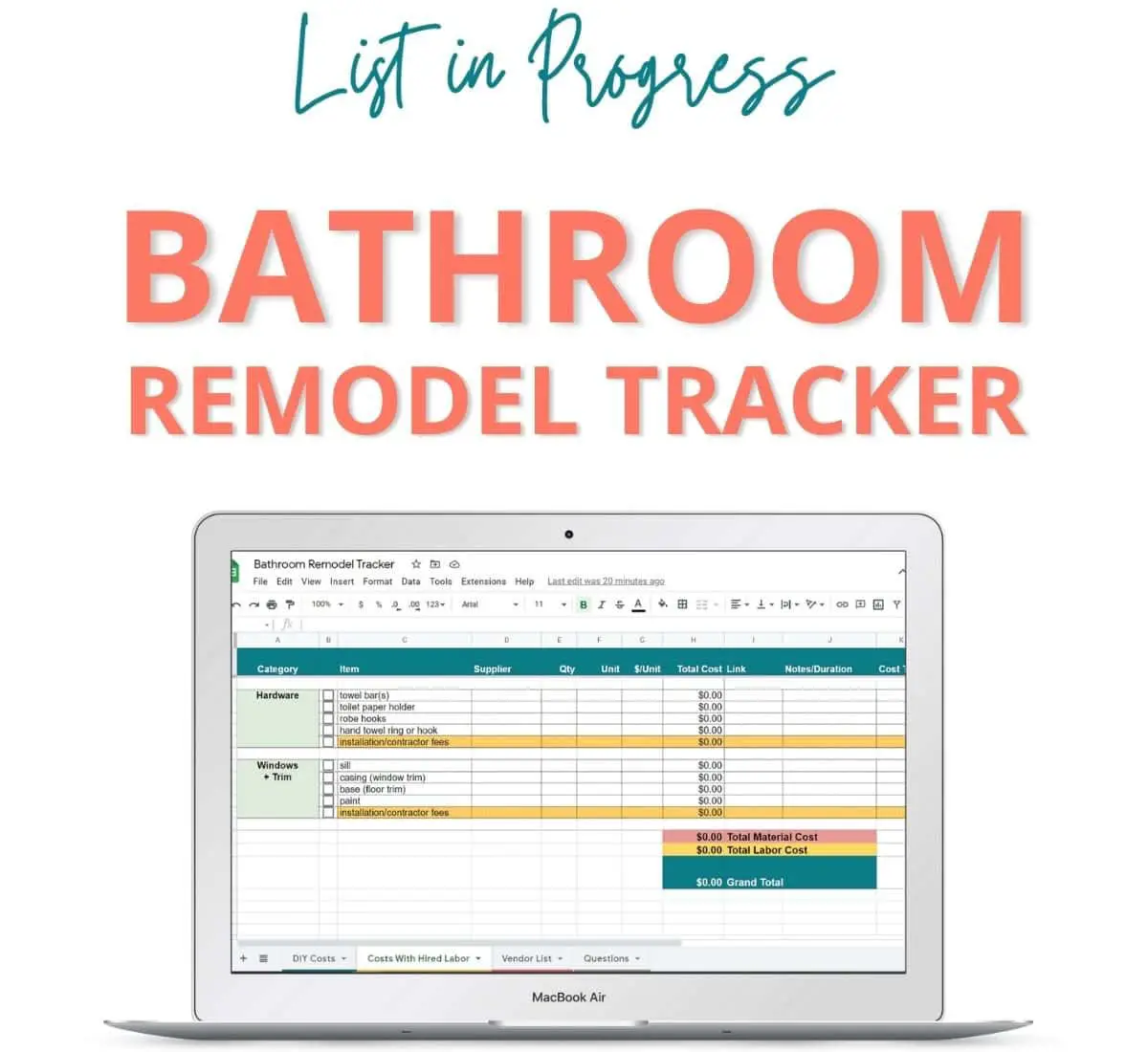 bathroom remodel budget tracker logo