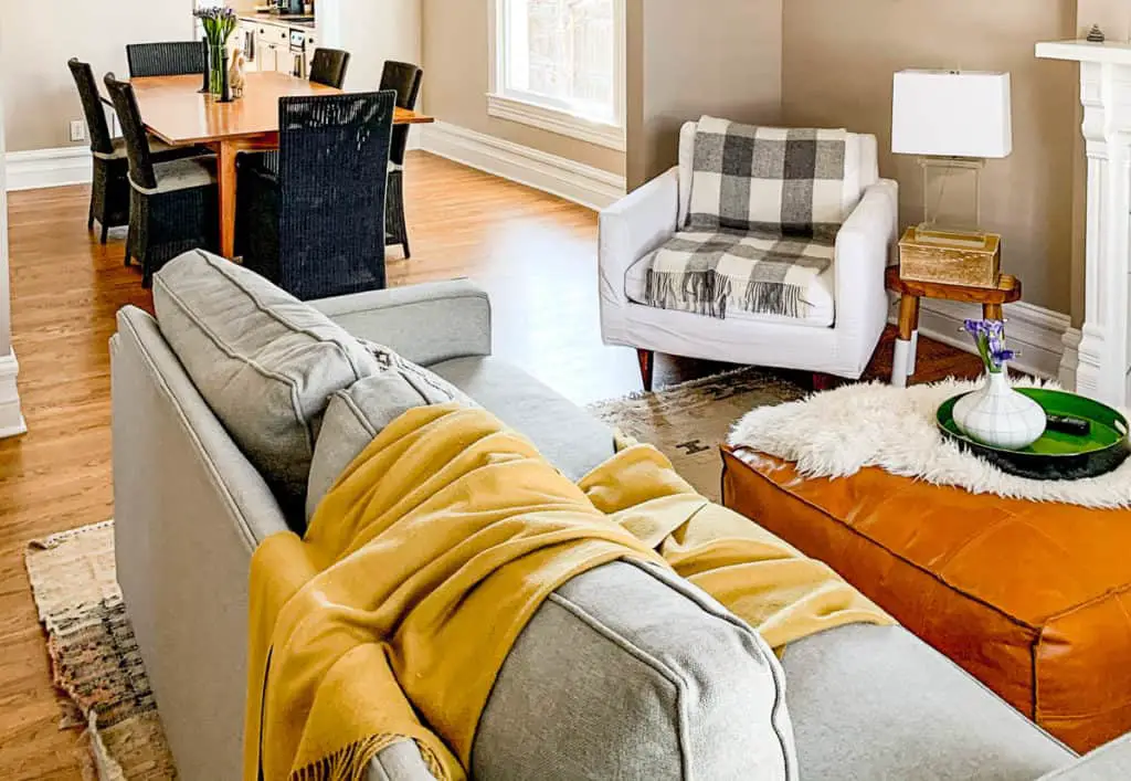 yellow throw blanket for a spring pop of color