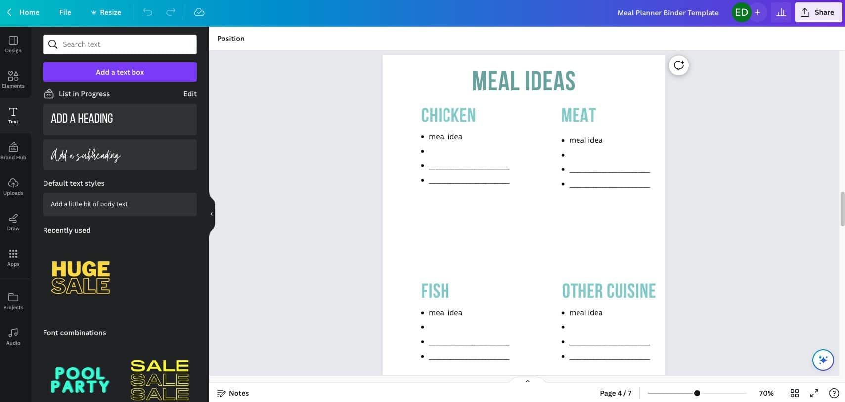 Easy DIY: Meal-Planning Binder w/Free Printables - List in Progress